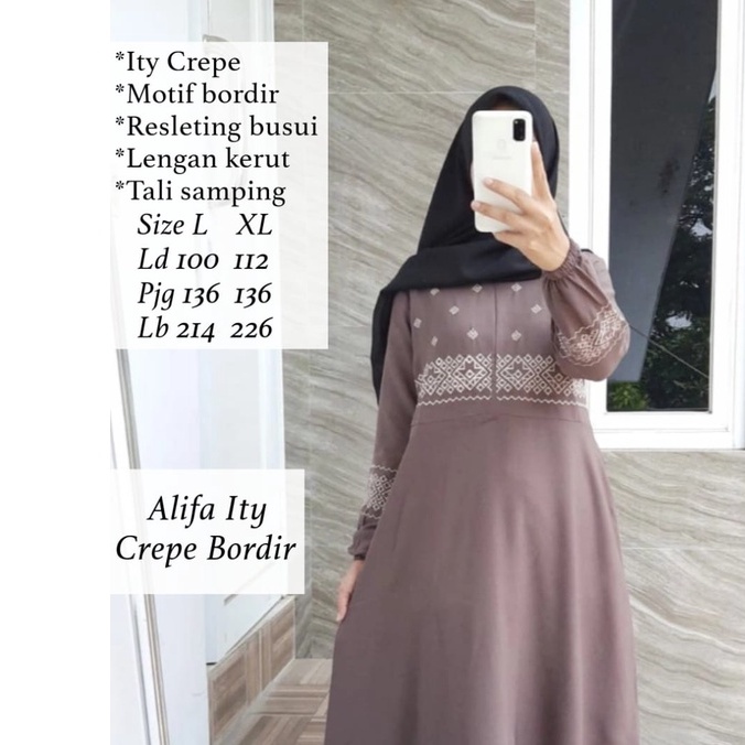 GAMIS ITY CREPE BORDIR DRESS BROKAT TERBARU