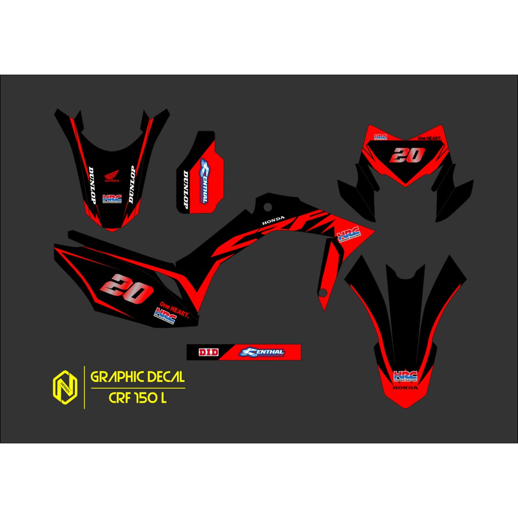 DECAL STICKER CRF 150L - DEKAL STIKER CRF 150L SIMPEL MERAH HITAM
