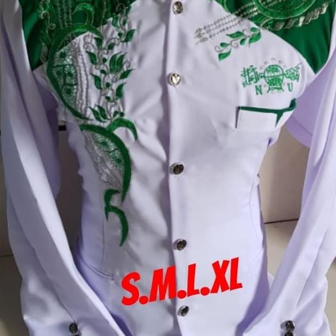 Jasko Putih Kombinasi Hijau Bordir Logo Nu
