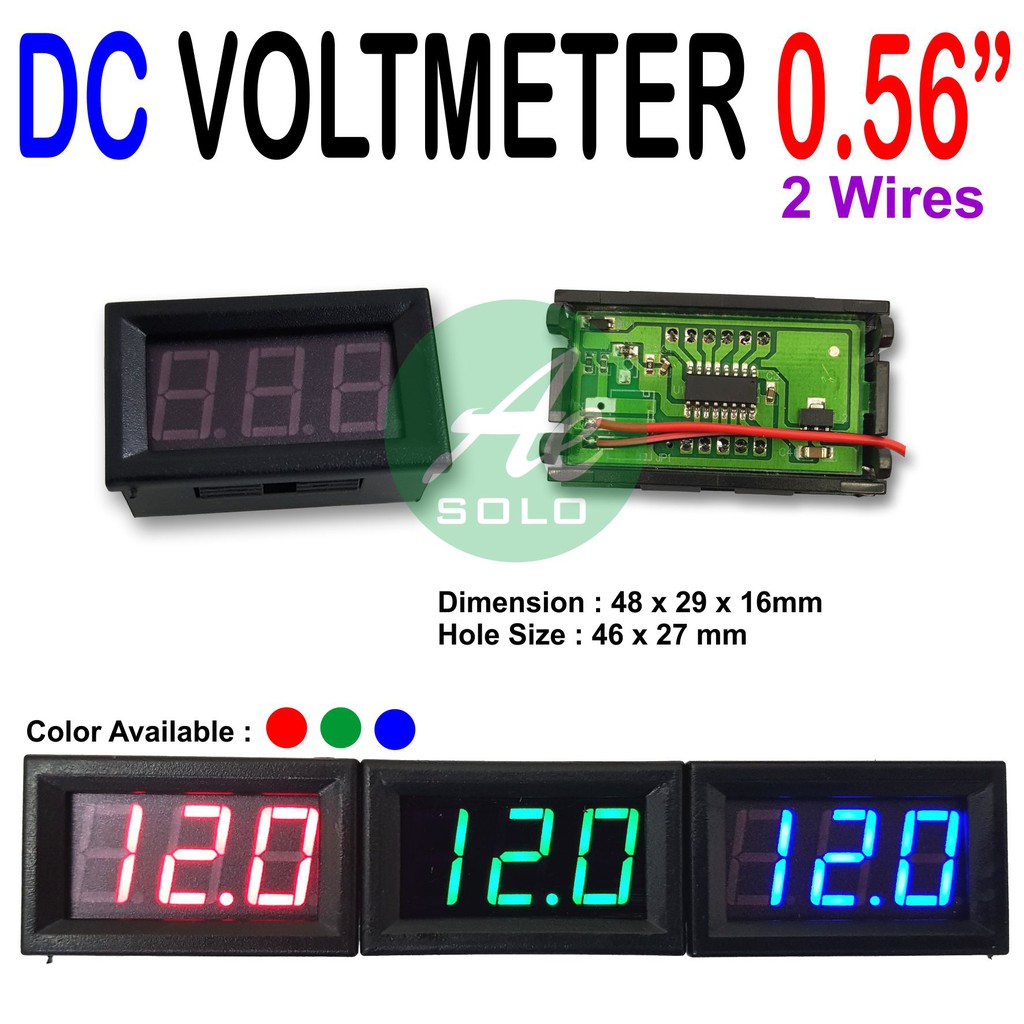 DC Voltmeter Digital Volt meter 0.56inch 2 Kabel 4.5-30V