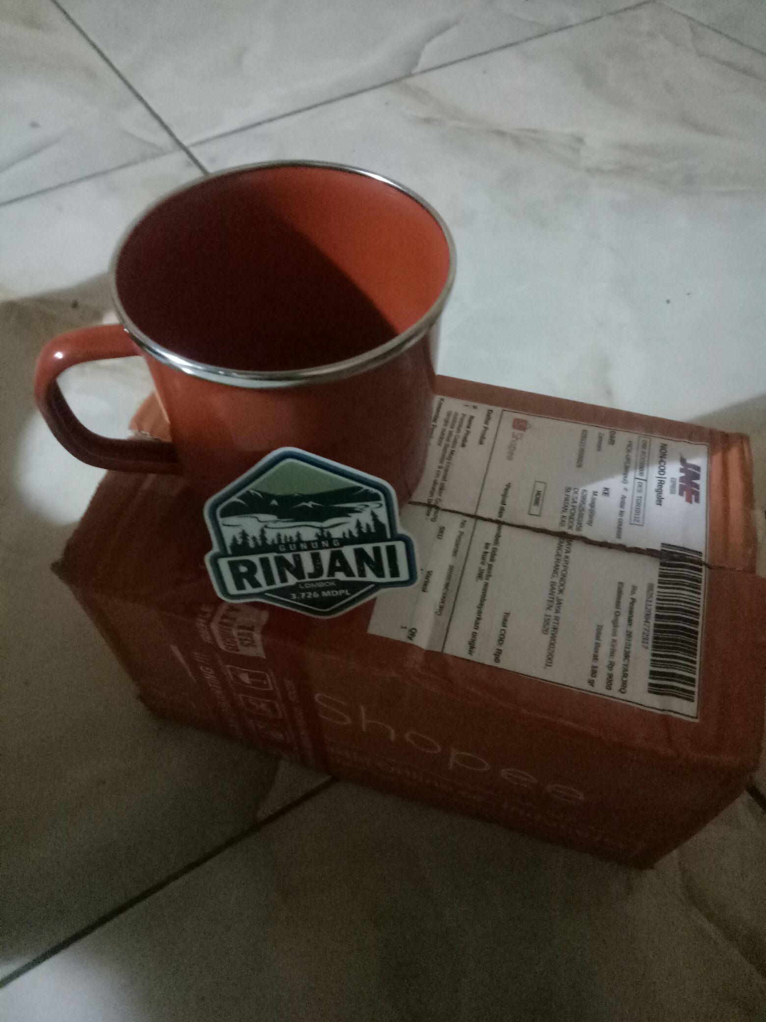 Premium Gelas Mug Enamel Stiker Gunung Outdoor Tebal Diameter 9 Cm Ukuran Besar - Cangkir Outdoor