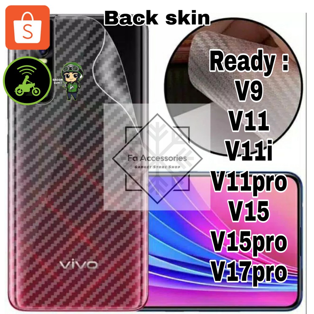 Skin Carbon VIVO V5S V9 V15 V15 PRO V17 V17PRO V11 V11i V11PRO PRO Skin Carbon antigores belakang