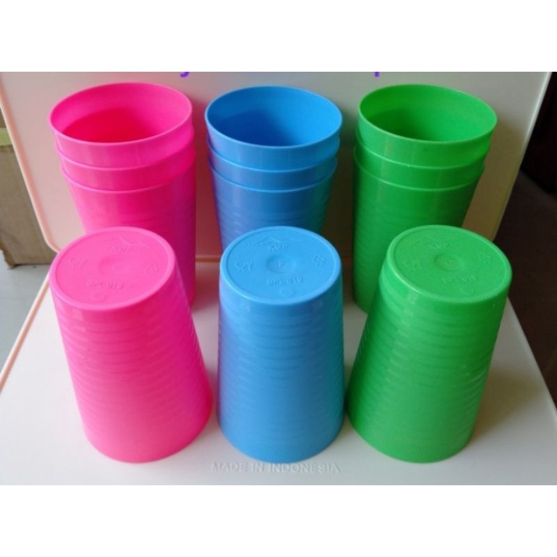 termurah 12 pcs   gelas plastik warna gelas plastik kopi atau teh / gelas plastik murah souvenir plastik murah gelas 350 ml KMP