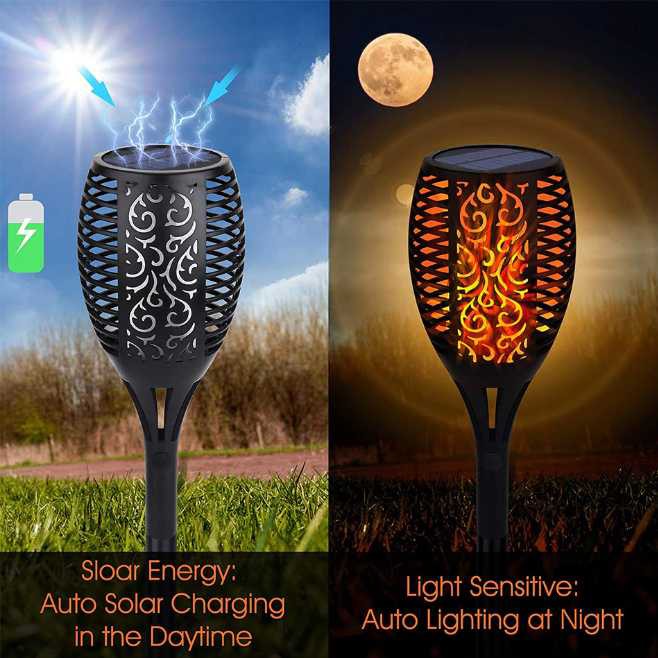 Warmtaste Lampu Api Flame Fire Torch 33 LED Solar Panel - YMJ010