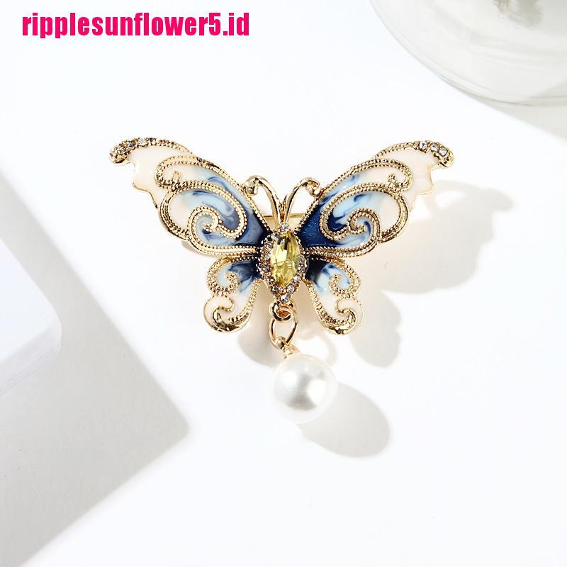 # Kaos T-Shirt Wanita Lengan Pendek Motif Print #Bros Bentuk Kupu-Kupu Aksen Mutiara Dan Berlian Imitasi Untuk Wanita Butterfly