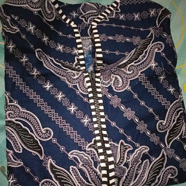 Tunik Batik Zipper Tradisional Batik Size M L Xl Xxl Xxxl