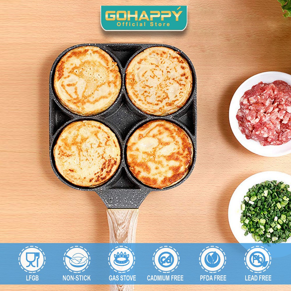 PANCI OMELETE 4 IN 1 Gohappy GHC54 Non-stick Paris Omellete various 4 lubang fry fried pan