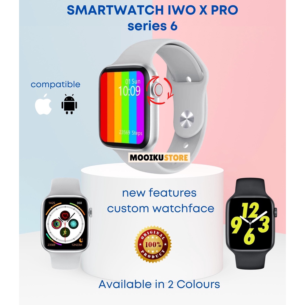 IWO X Pro Series 6 44mm Smartwatch Seri 6 HD Layar Sentuh 1.75 " Tahan Air Ip68