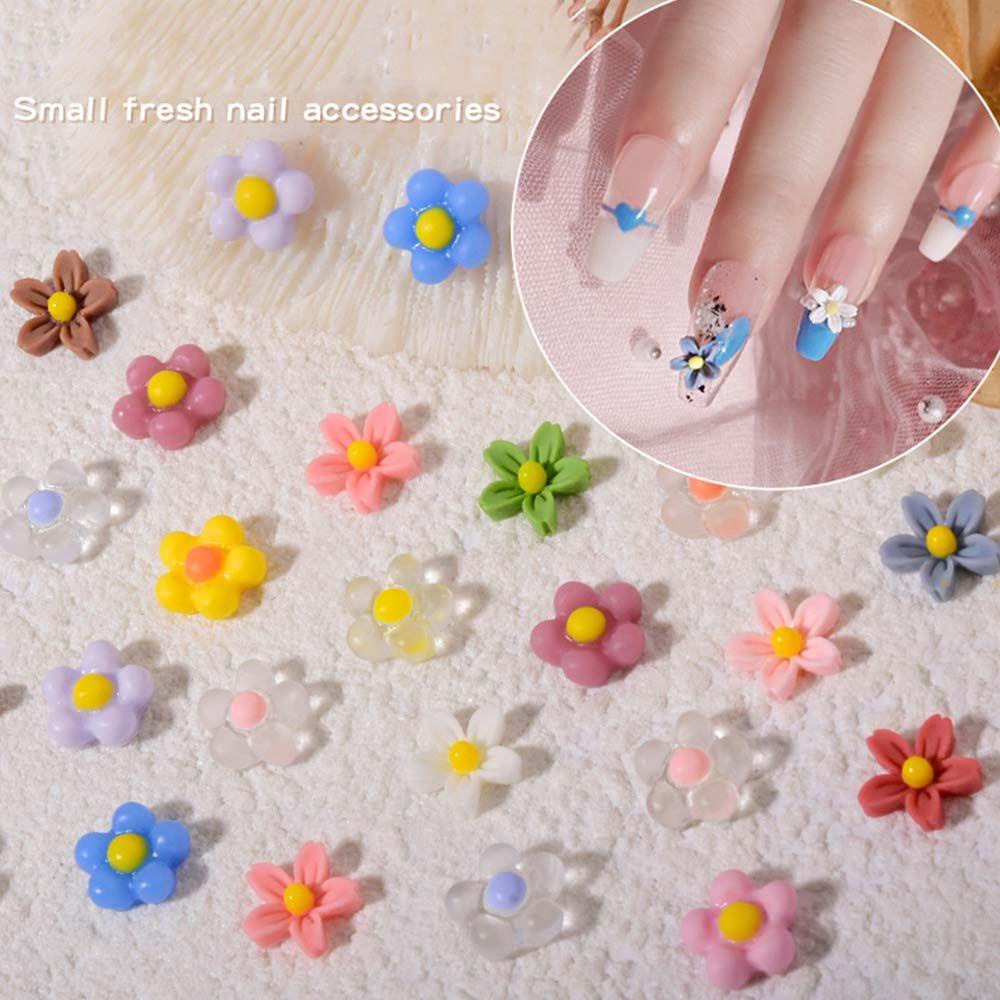 Mxbeauty 50 PCS Ornamen Bunga Mini 3D Bahan Resin Transparan Untuk Dekorasi Nail Art