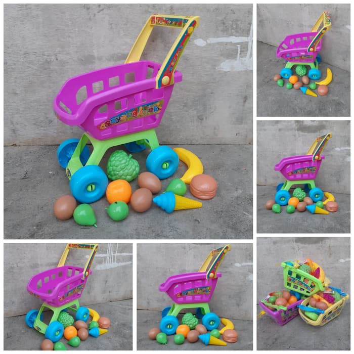 Mainan Troli Belanja Uk Besar - Keranjang Minimarket Buah Anak Edukasi