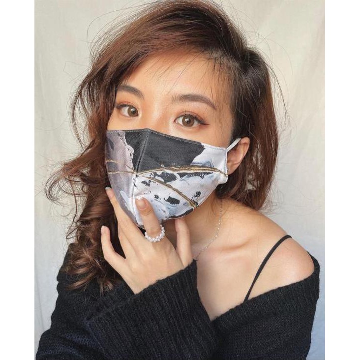Fitcare Bundling 1 Box Masker 3ply Earloop dan 1 Pcs Masker Kain SumaCherie-Blackstone