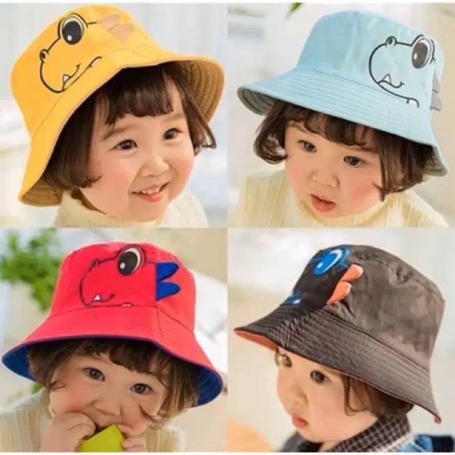 DISKON TOPI BUCKET ANAK MOTIF KEREN DINOSAURUS (DINO)