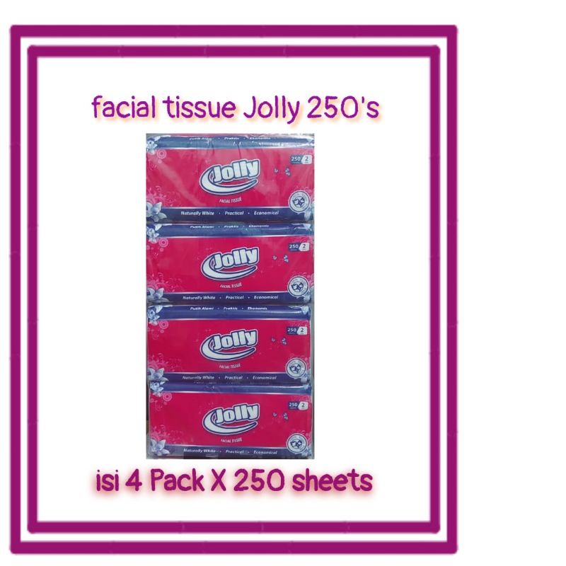 tissue jolly 250 sheet 4 pack / tisu wajah joli