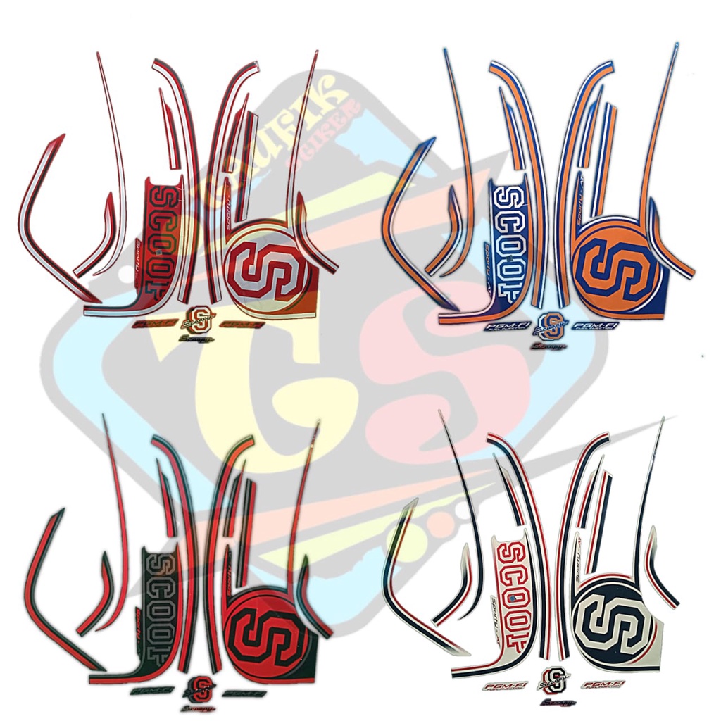 STRIPING LIS BODY MOTOR HONDA SCOOPY SPORTY 2014 SEPASANG STANDAR FULL SET