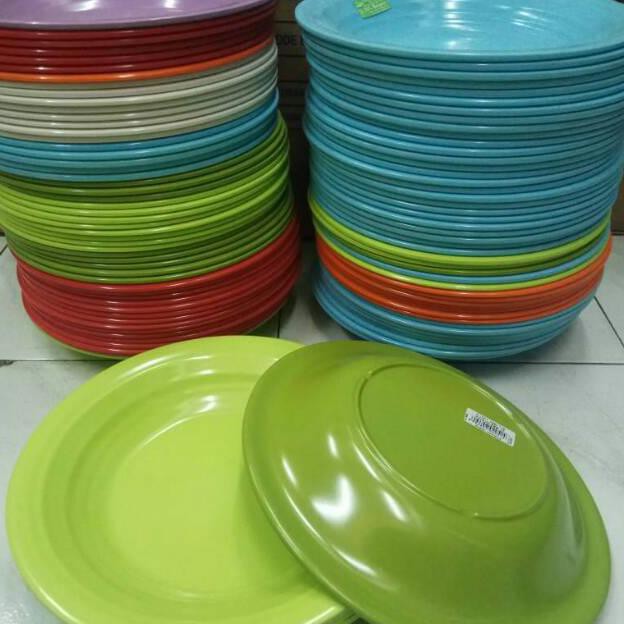 {BISA COD} (12 pcs ) P1001 Piring Milamin Ulir Datar 10 inch Golden flying dragon 10"  P-1001 OBRAL