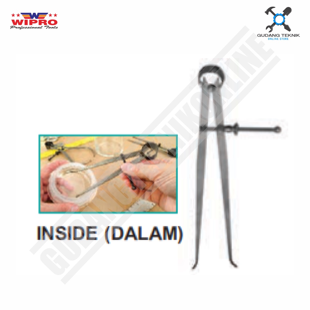 Jangka Bubut Stelan DALAM  4&quot; - 12&quot; WIPRO / Spring Caliper Divider Dalam 4inch - 12inch WIPRO