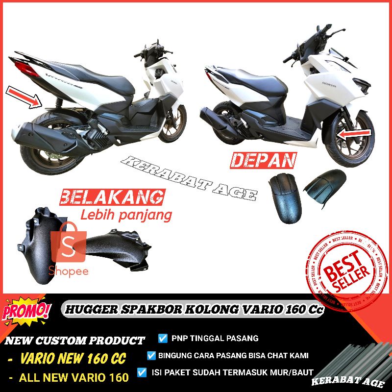 Hugger Spakbor kolong belakang Dan Sambungan Sepakbor depan Vario 160 cc