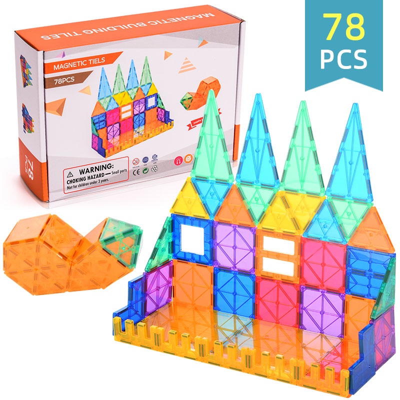 Magnetic Tiles Mainan Edukasi Anak Balok Magnet Montesori