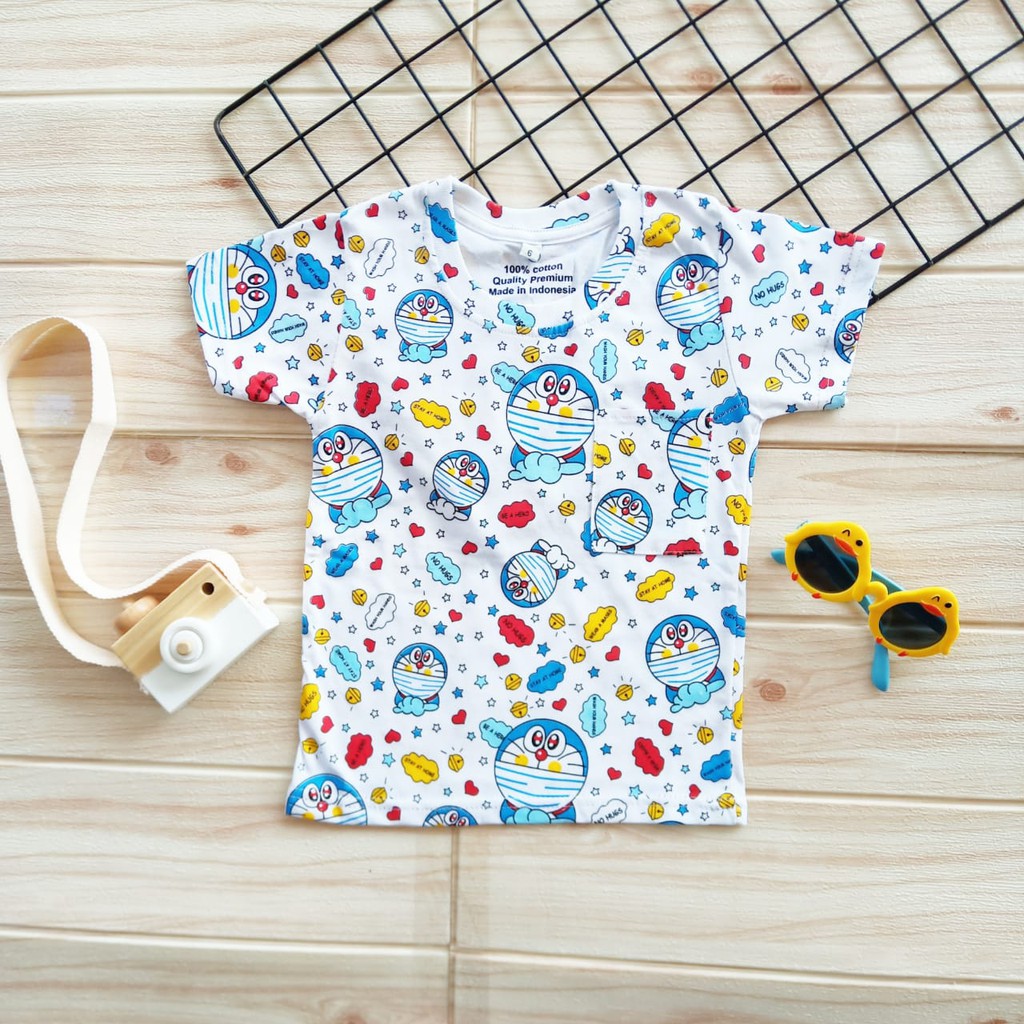  KAOS  ANAK FULL MOTIF  MOTIF  DORAEMON  BY PEACHBELLO 