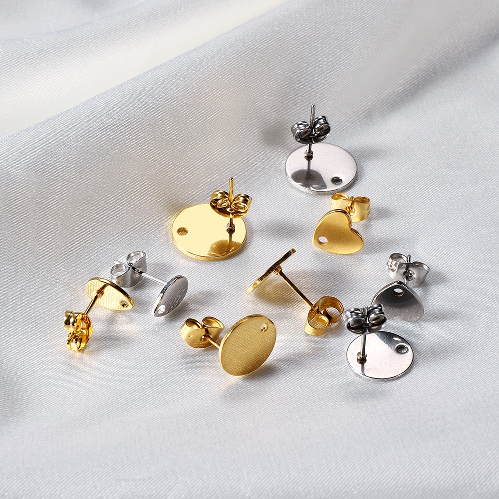 10pcs Anting stud Panjang Bahan titanium Warna Emas Muda anti Karat Gaya Korea Untuk Wanita Dewasa forever