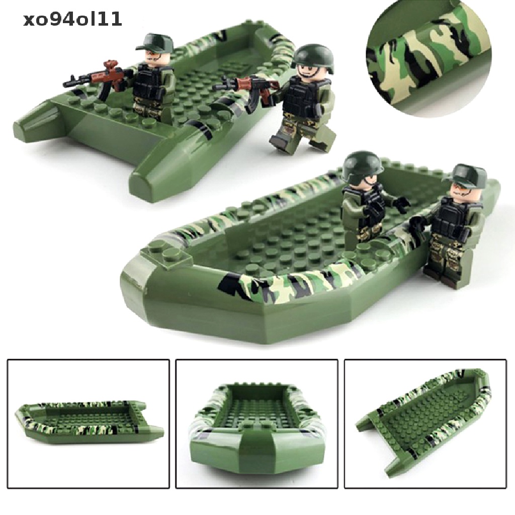 Xo Mainan Balok Bangunsusun Model Lego Bentuk Perahu Militer Motif Camo Bahan Karet Untuk Anak OL