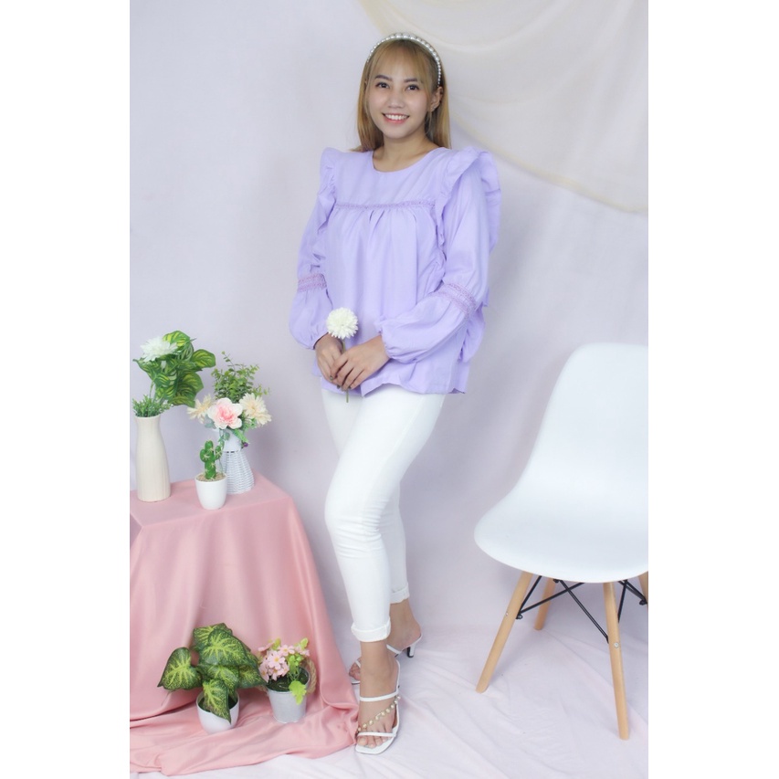 BEFAST - ZRX Blouse GHIFA / Saka Blouse / Blouse  Wanita Kekinian / Blouse Unik Polos / Blouse Kantor