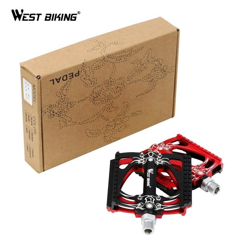 West Biking Pedal Sepeda Sealed Bearing Dua Sisi Warna Black Red