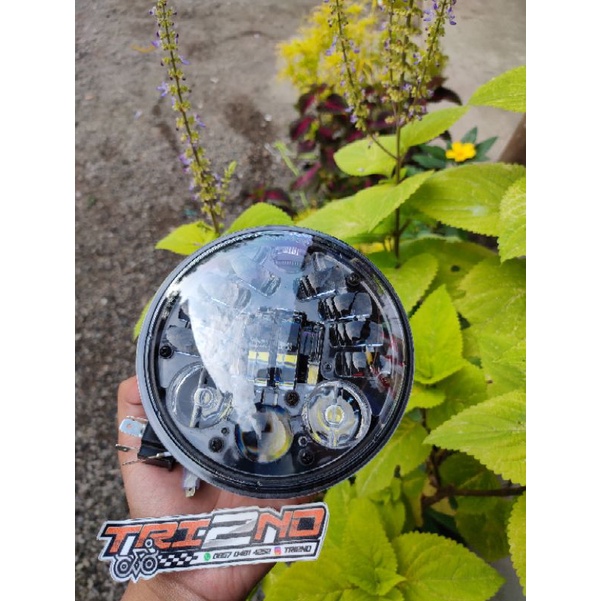 Daymaker 16 LED ukuran 5,7in atau lampu pesek Lampu Headlamp daymaker