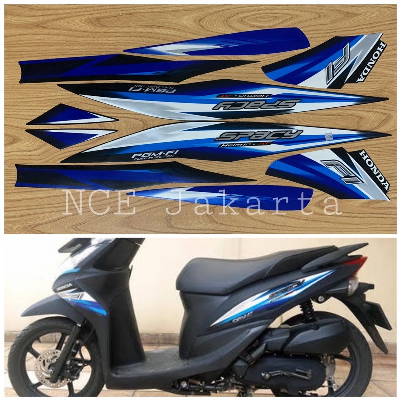 STIKER STRIPING SPACY FI 2013 BIRU HITAM