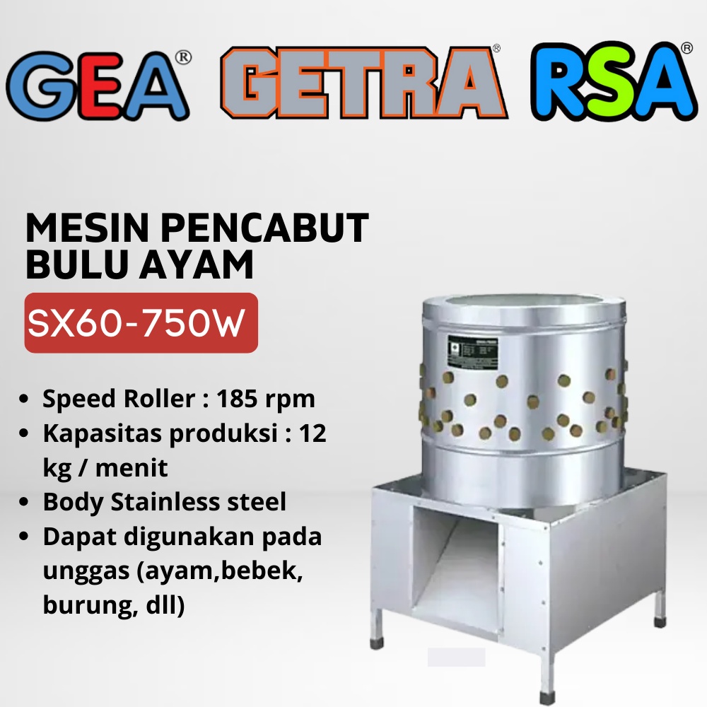 MESIN PENCABUT BULU AYAM GETRA SX-60-750W POULTRY FEATHER REMOVER