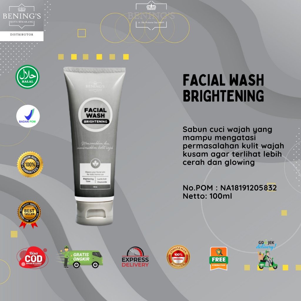 Facial Wash Brightening Benings Indonesia Skincare by Dokter Oky Ukuran 100 ml