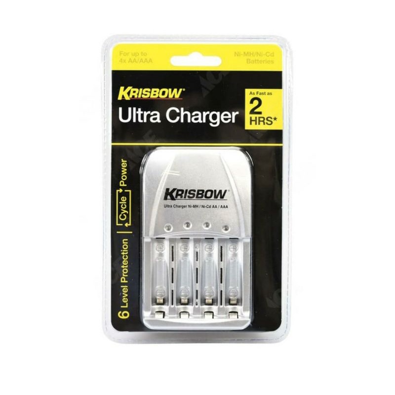 KRISBOW SET BATERAI RECHARGEABLE+CHARGER BATERAI UNIVERSAL  AA/AAA ISI 4 PCS/ACE BATERAI CHARGER