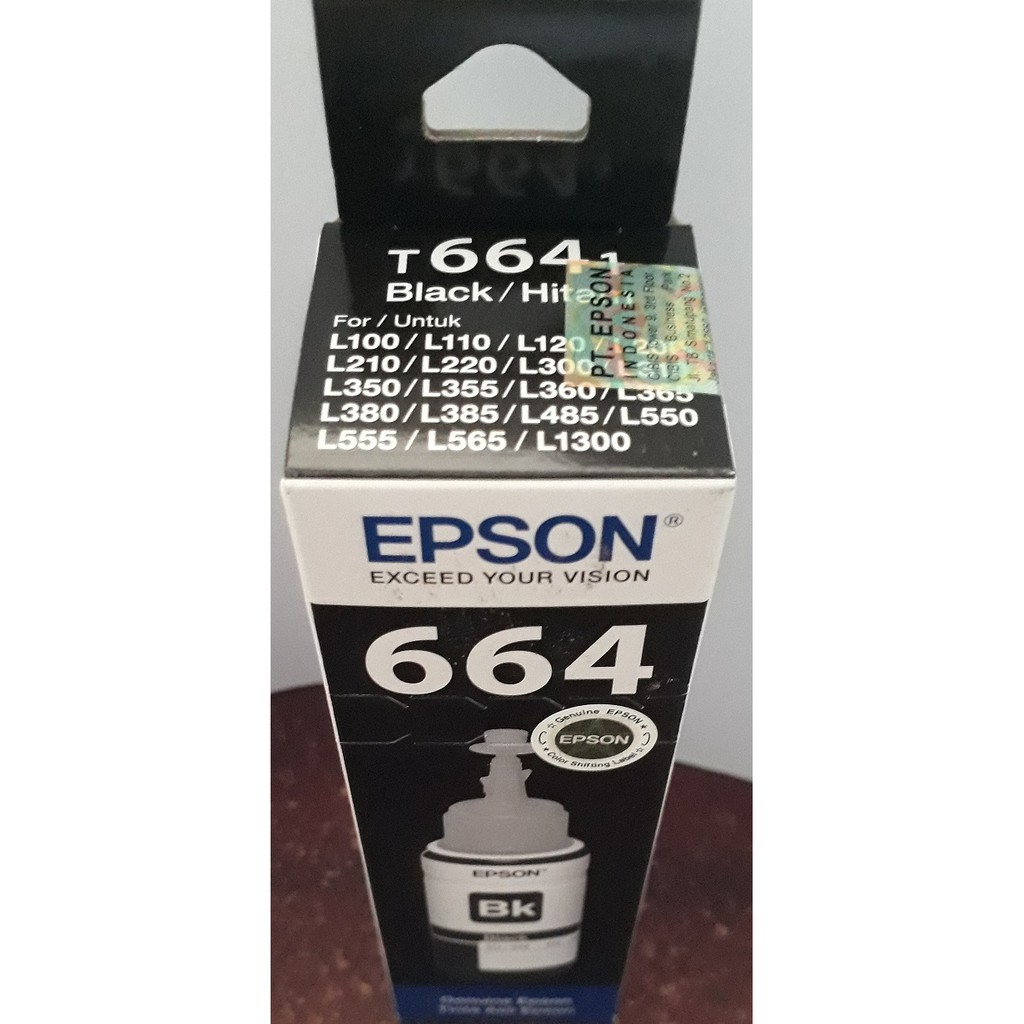 ORIGINAL TINTA EPSON ASLI T664 / T6641 BLACK PRINTER L120 / L360