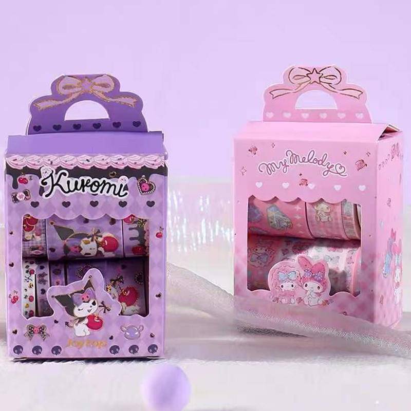 10pcs / Set Selotip Washi Motif Kartun Sanrio mymelody Kuromi Cinnamoroll Untuk Scrapbook