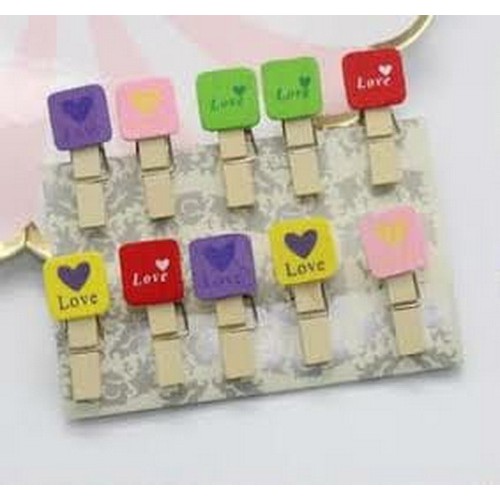 Wooden Paper Clip Klip Penjepit Kertas Kayu Unik Karakter Lucu - Love Cinta Kasih