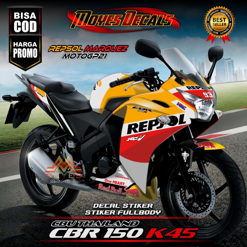 stiker decal cbr 150 k45 fullbody repsol - stiker honda cbr 150 fullbody repsol spec b