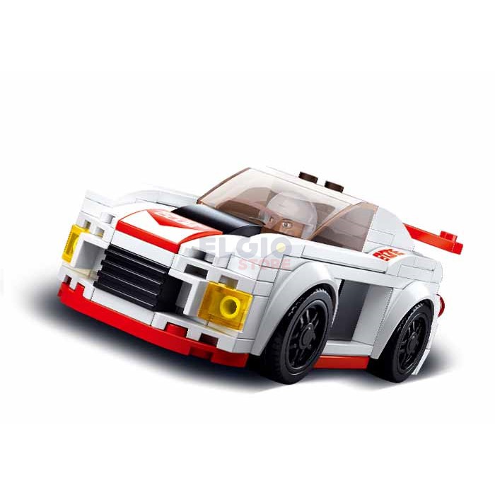 Sluban Bricks Mobil Balap Putih Car Club Knight Racing Car Block M38 B0633C White