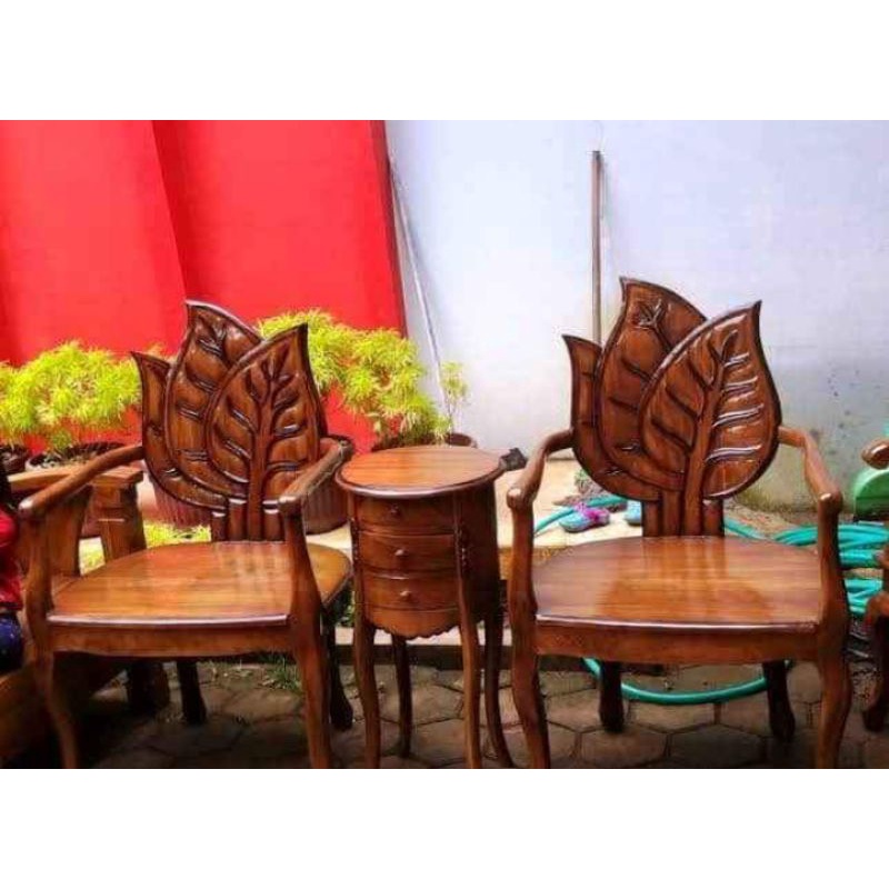 kursi teras daun ukiran jati jepara