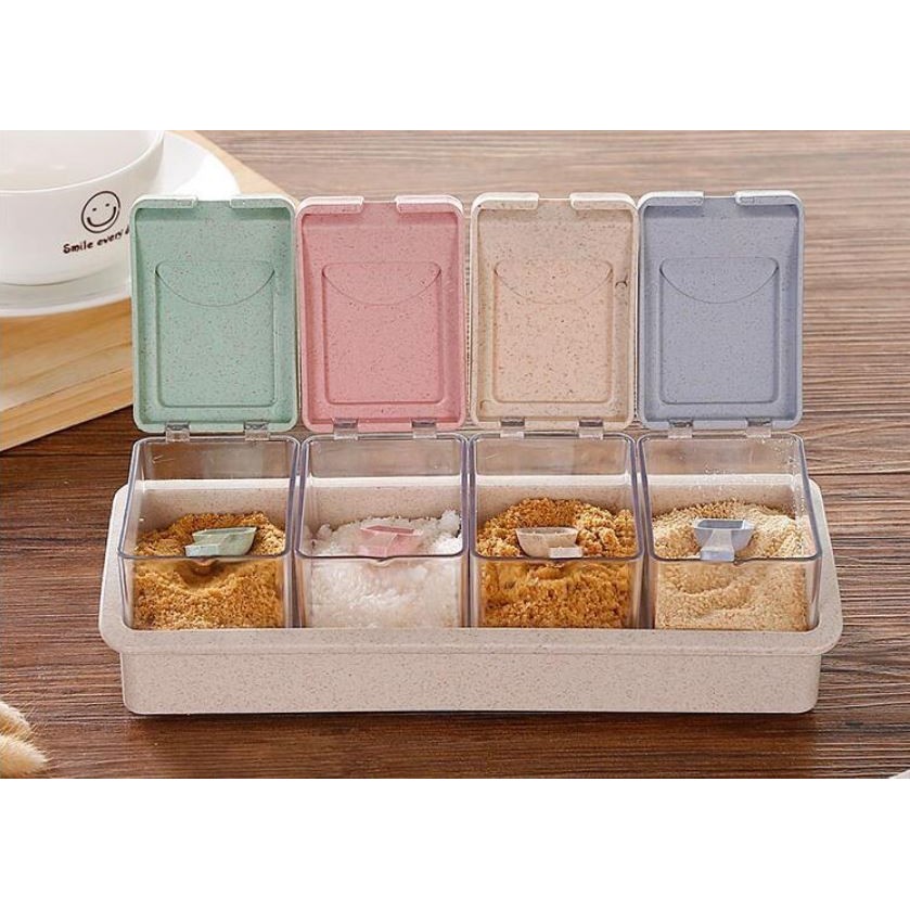 SET 4 Tempat Bumbu Dapur Serbaguna Termasuk Sendok