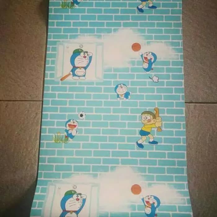 Wallpaper Sticker Dinding Motif Doraemon Kotak Bata Panjang 10M X Lebar 45CM