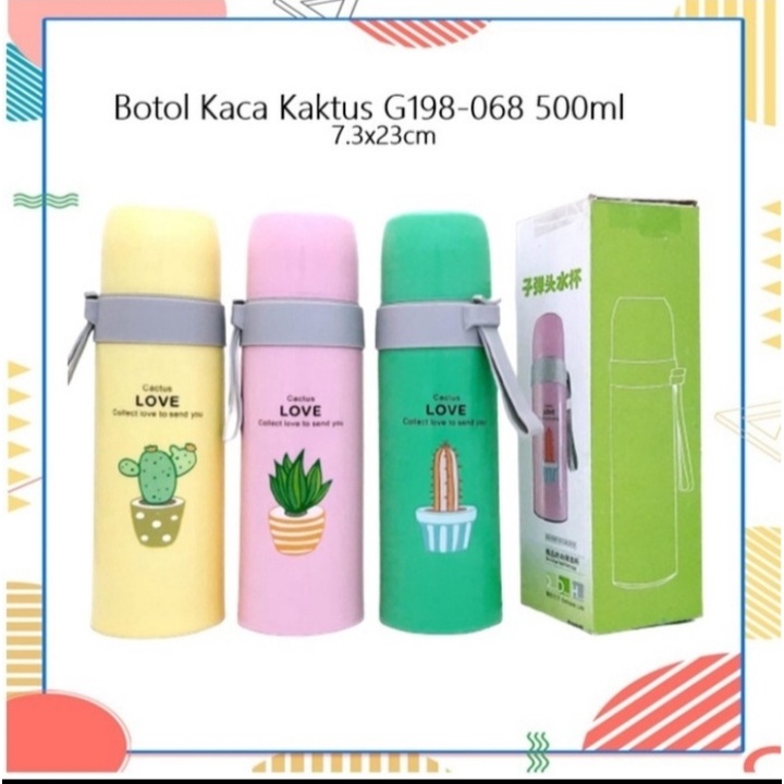 Botol Kaca Kaktus Cangkir/Botol Motif Tumbuhan