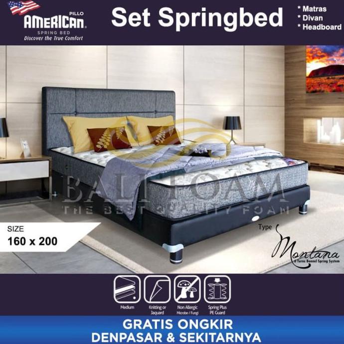 Monggo] American Pillo Set Montana Kasur Spring Bed Bali 160 X 200