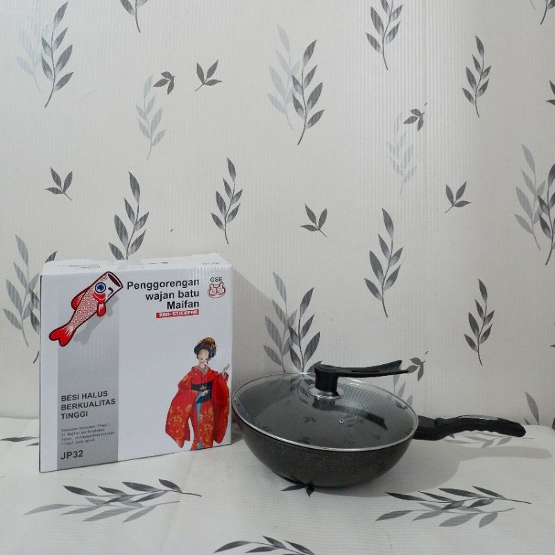 WOK PAN MARBLE COATING ANTI LENGKET 32 CM GSE | PANCI WOK
