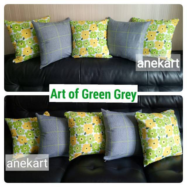 Sarung Sofa Bed Anekart Set Bantal 40x40 cm Cushion Bantal Keren Art of Blue cover sofa bed cover te