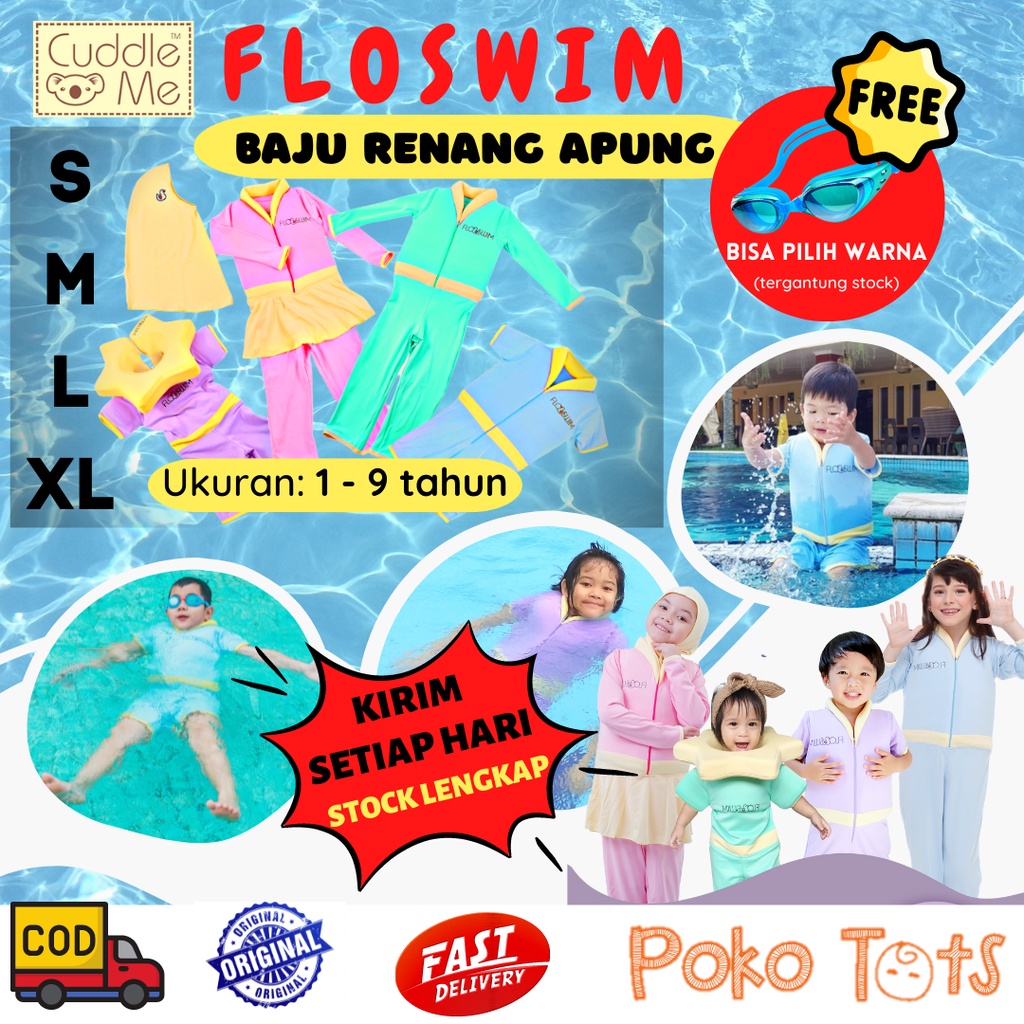 [FREE KACAMATA BEBAS PILIH WARNA] Cuddle Me Floswim Baju Renang Pelampung Anak Floating Swimsuit Floatsuit CuddleMe Swimming Apung Mengapung GoSwim Swim suit Berenang flo swim  Anti Radiasi UV