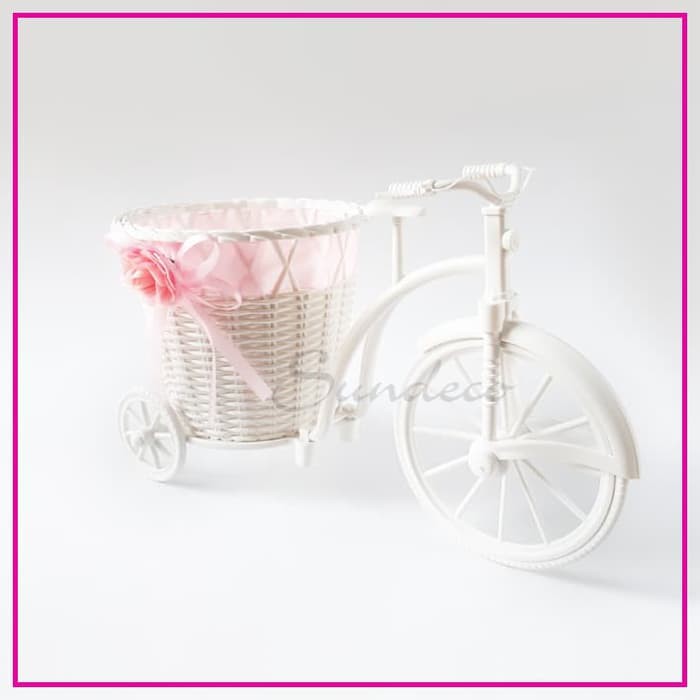 Vas Bunga Pot Keranjang Sepeda Putih tanpa bunga Pajangan Dekorasi