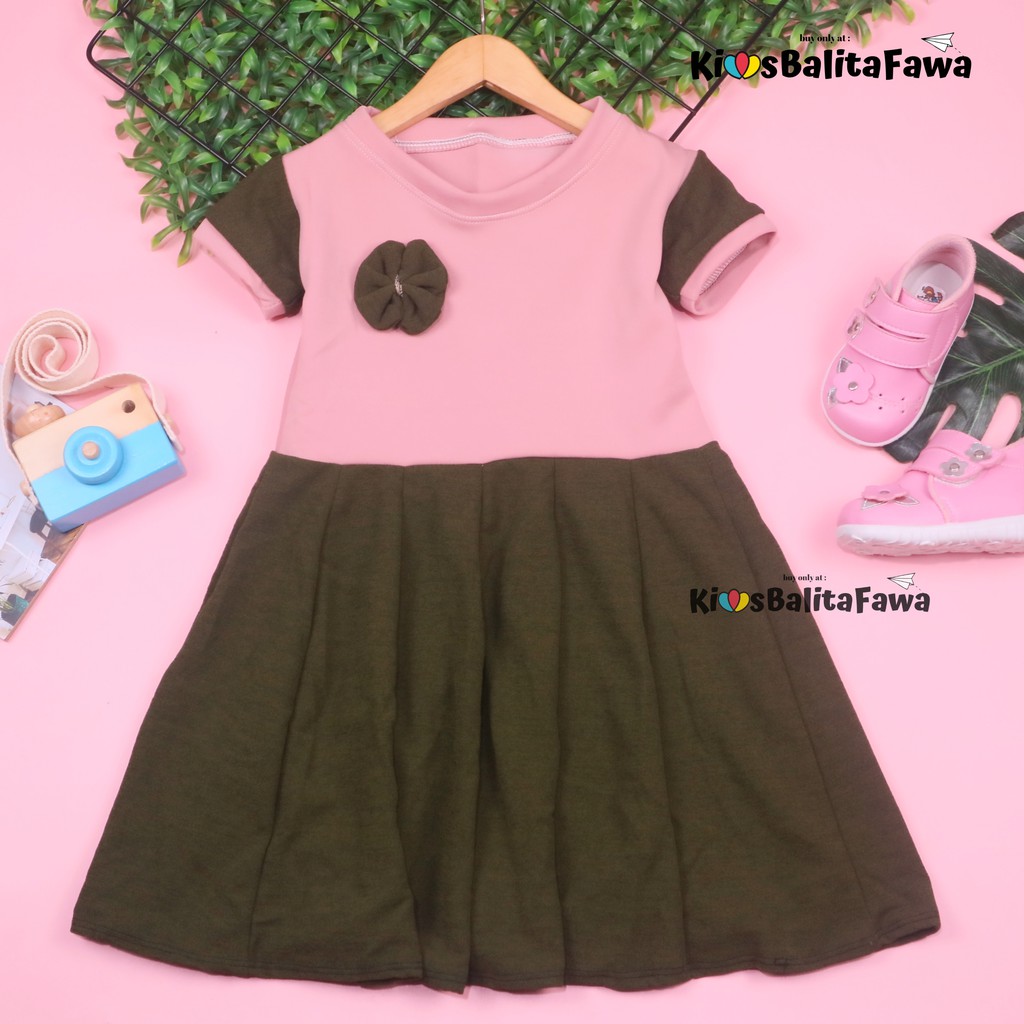 Dress Maudy Size 3-4 Tahun / Dres Anak Perempuan Gaun Lengan Simple Import Murah Baju Cewek