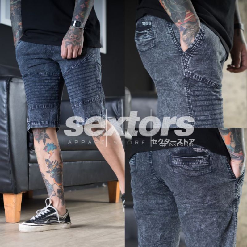 CELANA PENDEK PRIA KEKINIAN OUTFIT DENIM CELANA PENDEK MODEREN PAKAIAN SANTAI REMAJA PRIA MILINIAL