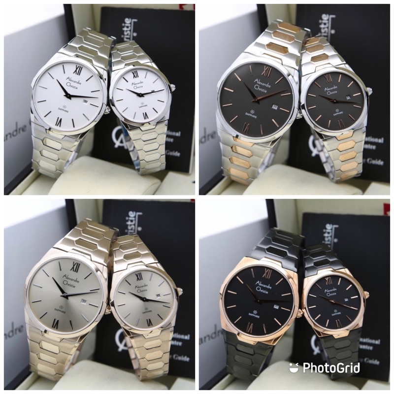 Jam tangan couple alexander cristie kaca shapie original ac8542 / ac 8542 pasangan