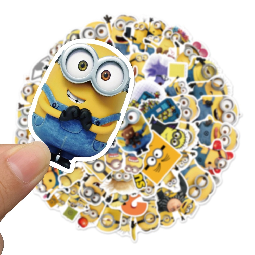 50 Pcs Stiker Desain Kartun Anime Despicable Me Warna Kuning Untuk Dekorasi